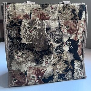 Vintage Cat Tapestry Tote Bag
